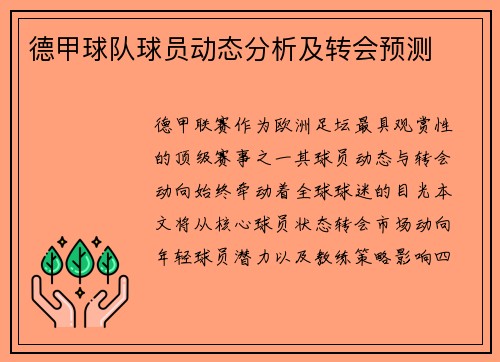 德甲球队球员动态分析及转会预测